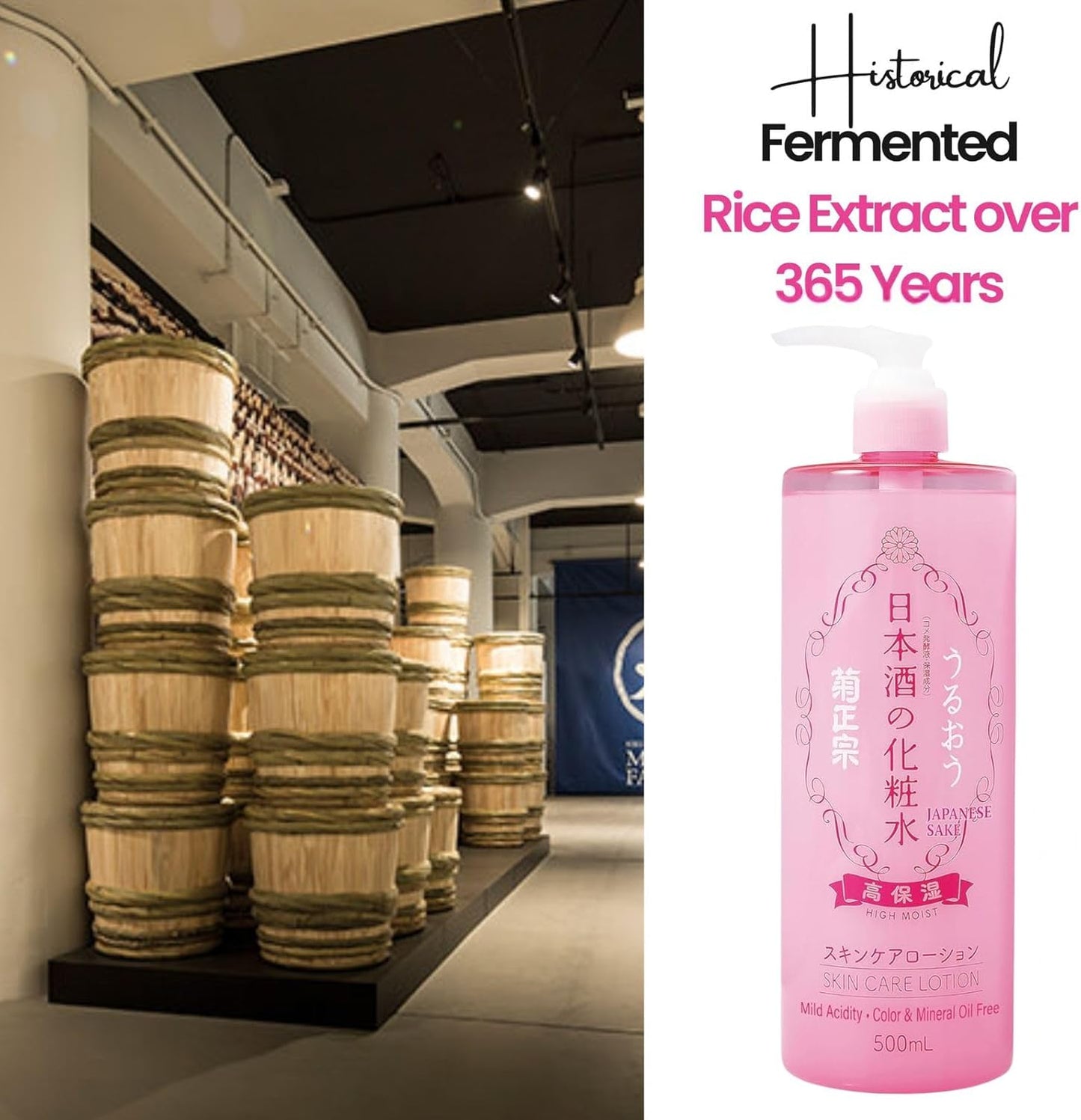 Kikumasamune 2-in-1 Face Toner & Body Lotion - Natural Rice Extract, Amino Acids | 16.9 Fl Oz, 2-Pack