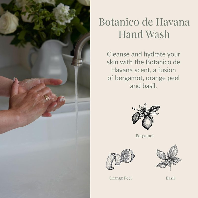 Botanico de Havana Liquid Hand Soap - Moisturizing Daily Wash | 16.5 Fl. Oz. for Kitchen & Bathroom