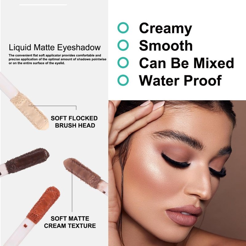 Matte Liquid Eyeshadow - 8 Color Palette | Smooth, Creamy, Long-Lasting & Waterproof (P03 Oak)