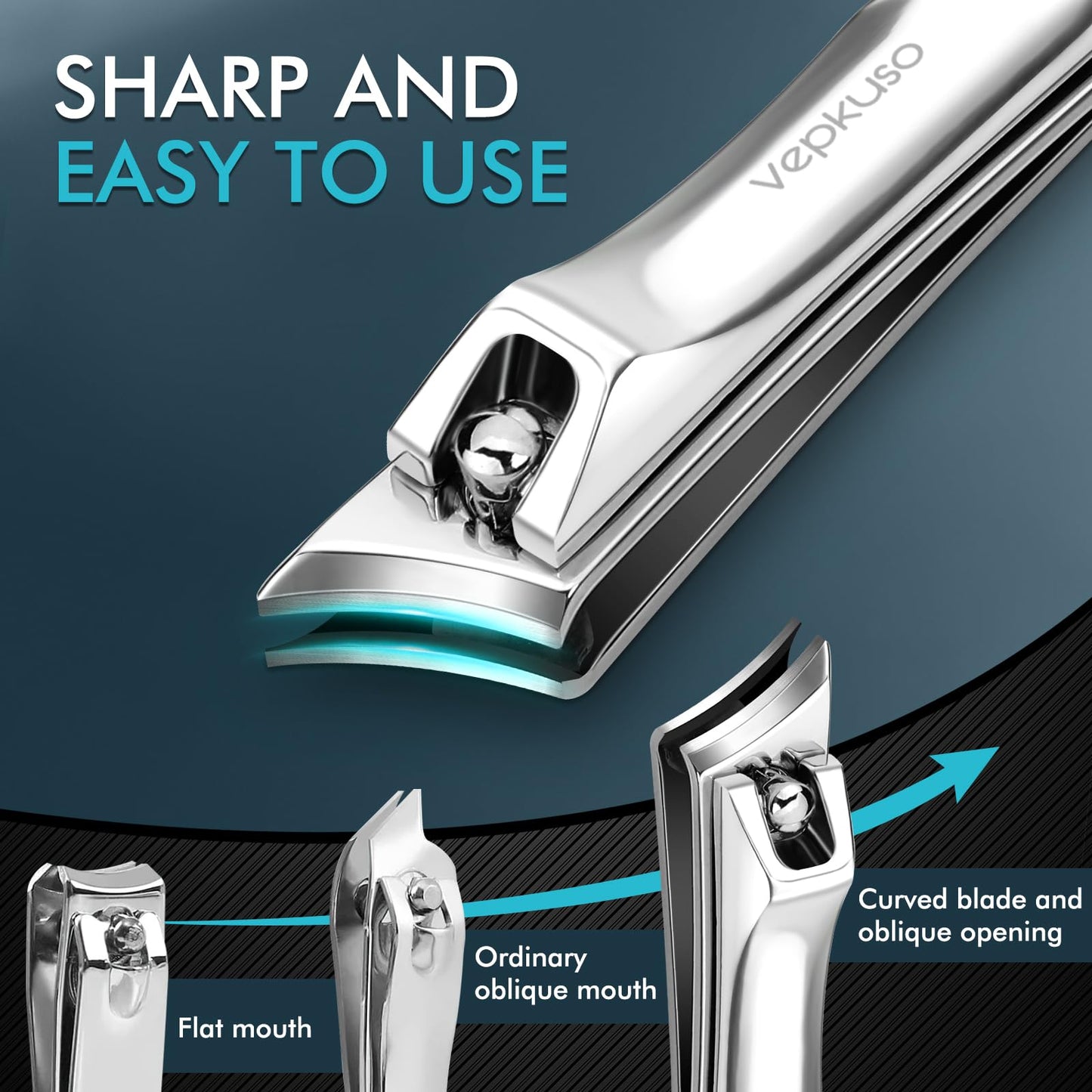 Nail Clippers for Seniors, Wide Jaw Fingernail Clippers and Angled Head Toenail Clippers for Thick Nail, Professional German Nail Clippers for Men, Women&Pregnant