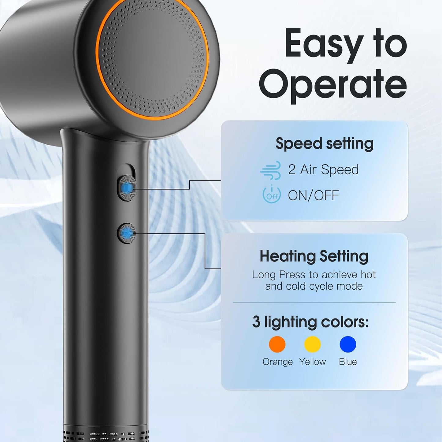 High-Speed Diffuser Hair Dryer - 110,000 RPM Brushless Motor | Low Noise, Fast-Drying Ionic Blow Dryer for Home & Travel