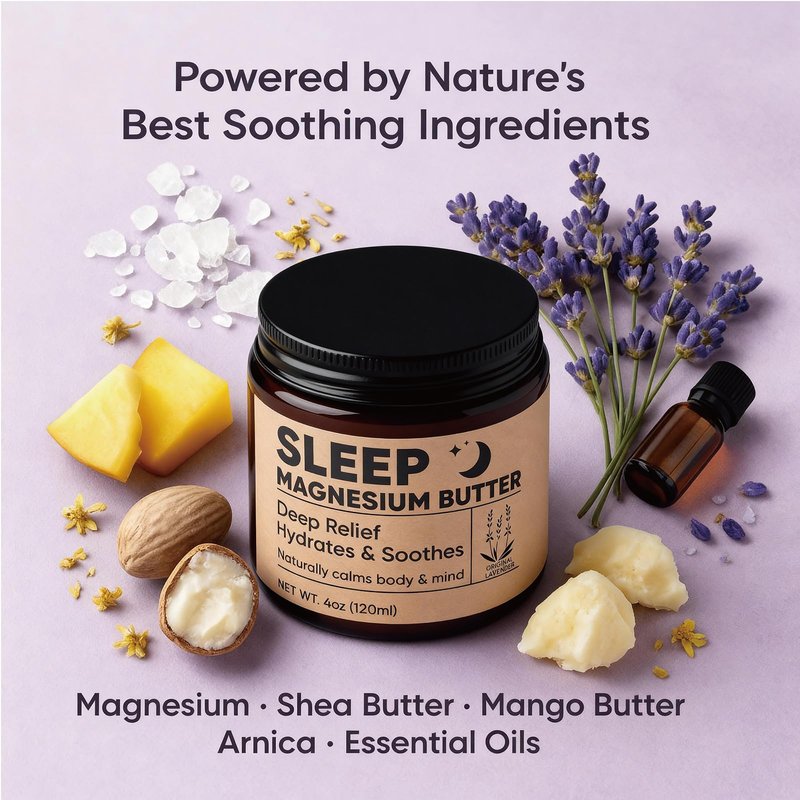 ipxkwll Magnesium Butter for Sleep, Nighttime Magnesium Cream for Leg & Foot – with Shea & Mango Butter, Arnica & Essential Oils for Relaxation, Restful Sleep & Leg Comfort(Lavender) (1)