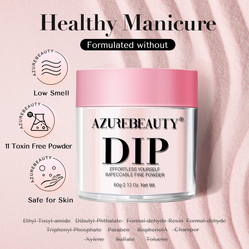 AzureBeauty Translucent Dip Powder - Jelly Baby Pink Color 2Oz/56g, Sheer Rose Pink Neutral Semi-transparent Clear Dipping Powder Crystal French Nail Art Starter Manicure Salon DIY Home Gift