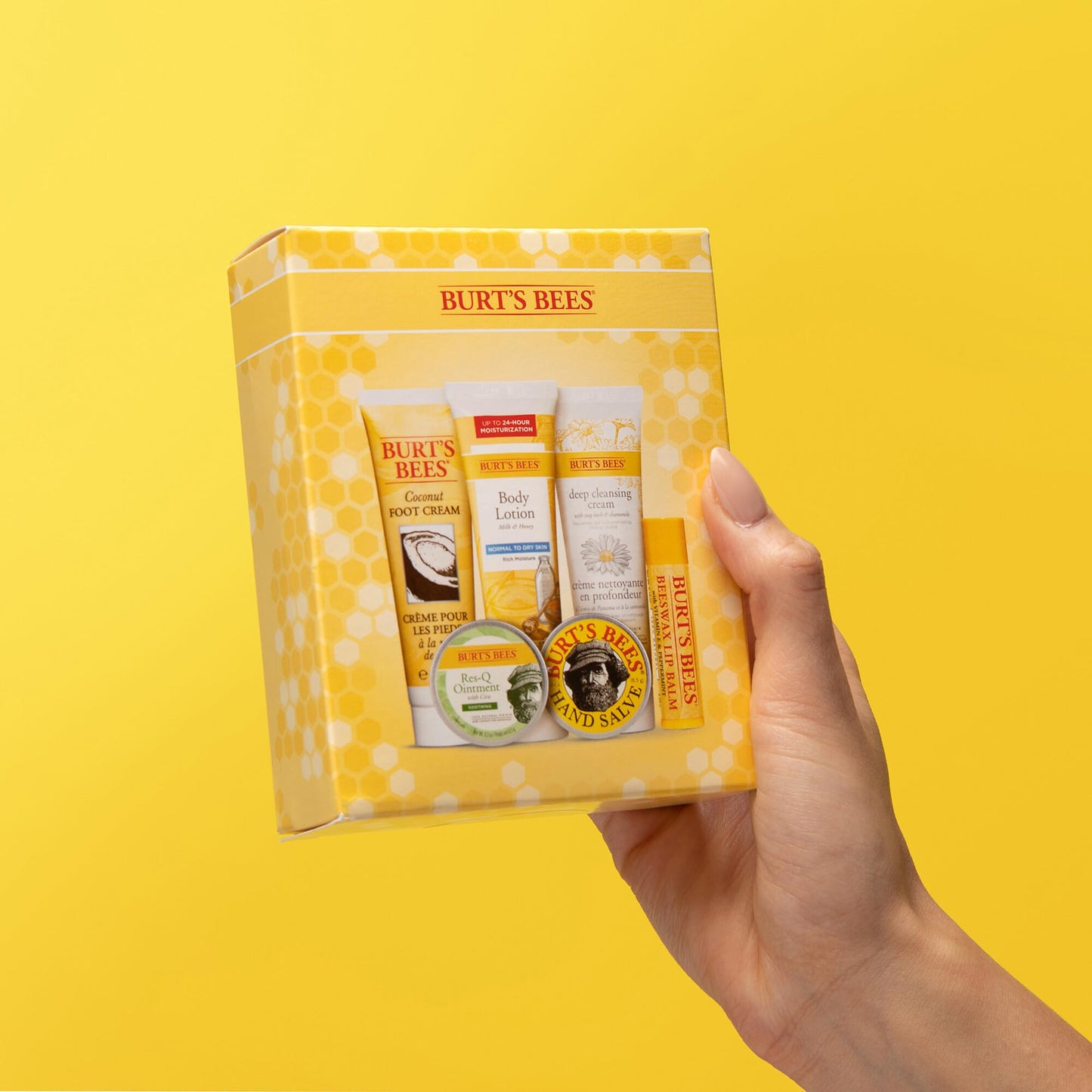 Burt's Bees Timeless Minis Kit, with Coconut Foot Cream, Milk and Honey Body Lotion, Deep Cleansing Cream, Res-Q Ointment, Hand Salve and Beeswax Lip Balm, natural origin skin care