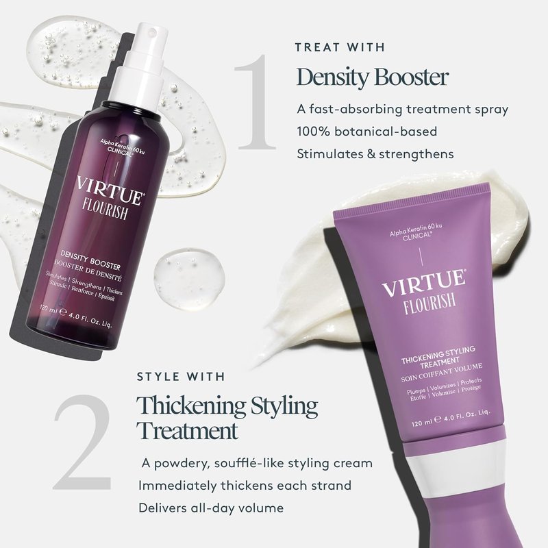 VIRTUE Flourish Hair Thickening Treatment - Volumizing Solution for Fine Hair | 4 Fl Oz