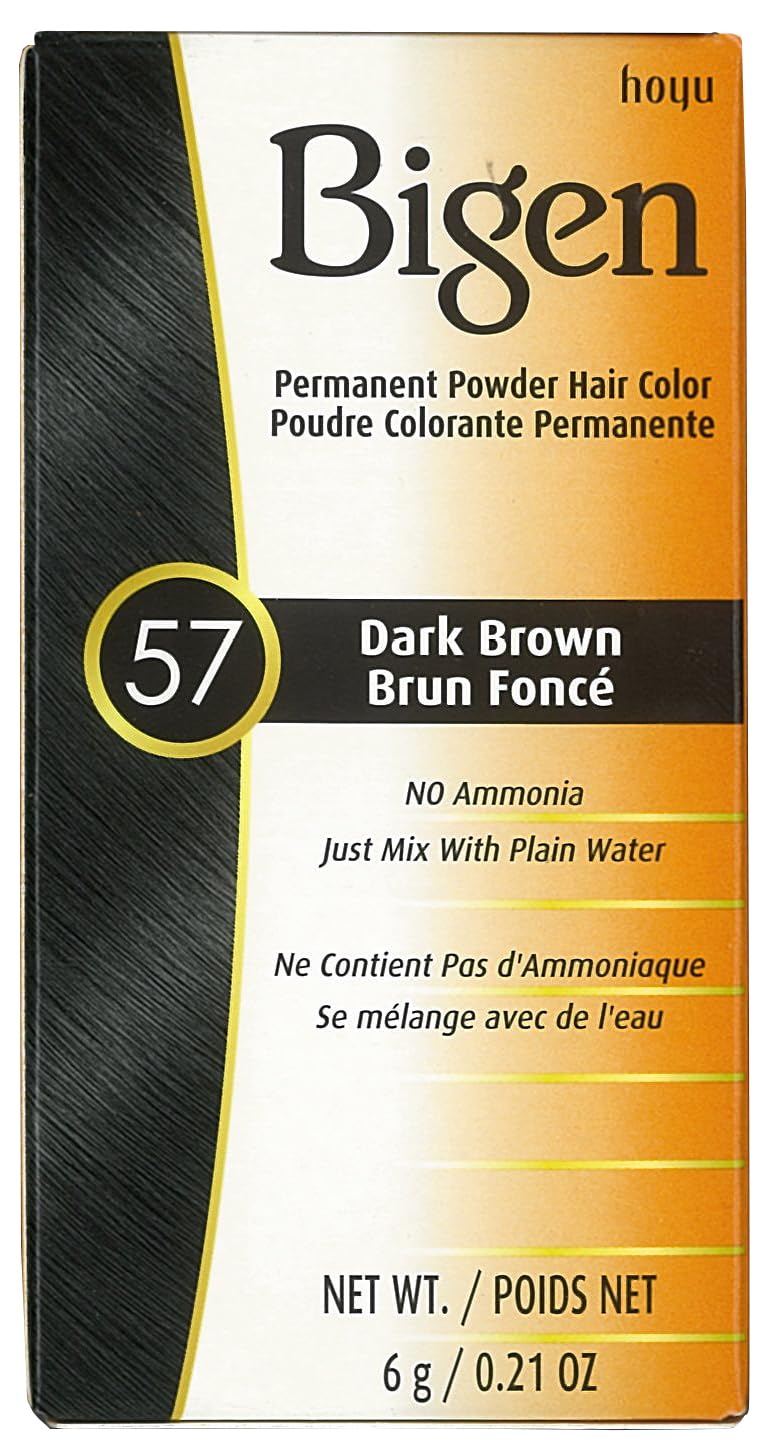Bigen Powder Hair Color - Dark Brown #57 | 0.21oz (6 Pack) - Long-Lasting Formula