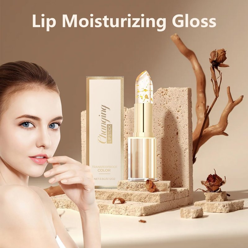 Color Changing Lipstick - Transferproof Gold Foil Crystal Formula | Moisturizing Glossy Shine for Women