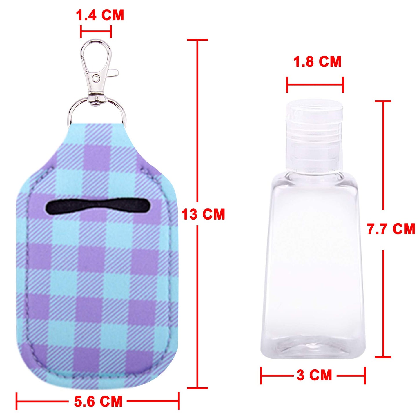 Duufin 40 Pieces Christmas Hand Sanitizer Holder Empty Travel Bottle Set: 20 Hand Sanitizer Keychain Holders and 20 Reusable Flip Cap Travel Bottles