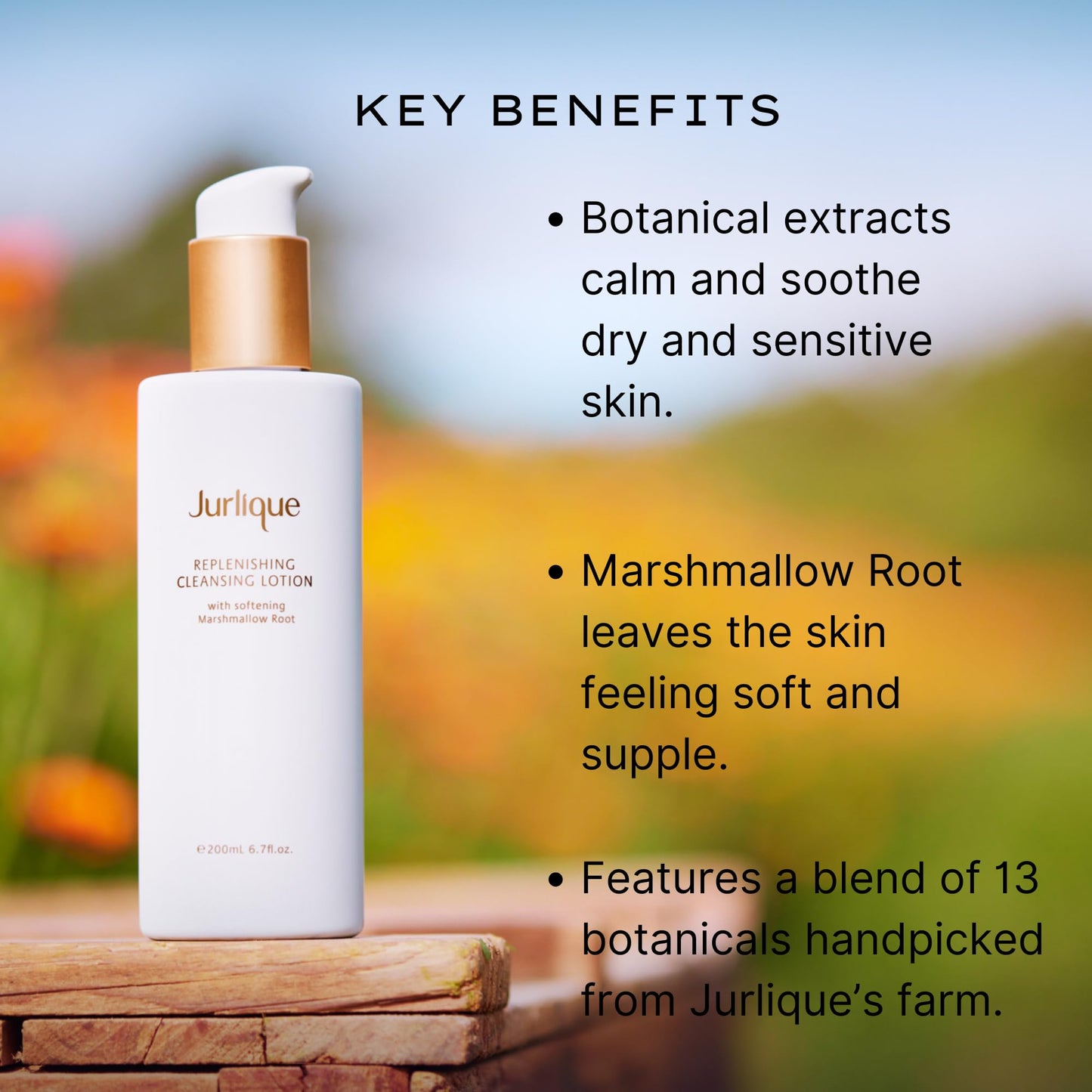 Jurlique Replenishing Cleansing Lotion - 6.76 Fl Oz - Gentle Facial Cleanser & Makeup Remover for Women - For Dry & Sensitive Skin - Nourishing Face Wash - Australian Natural-Based Skincare