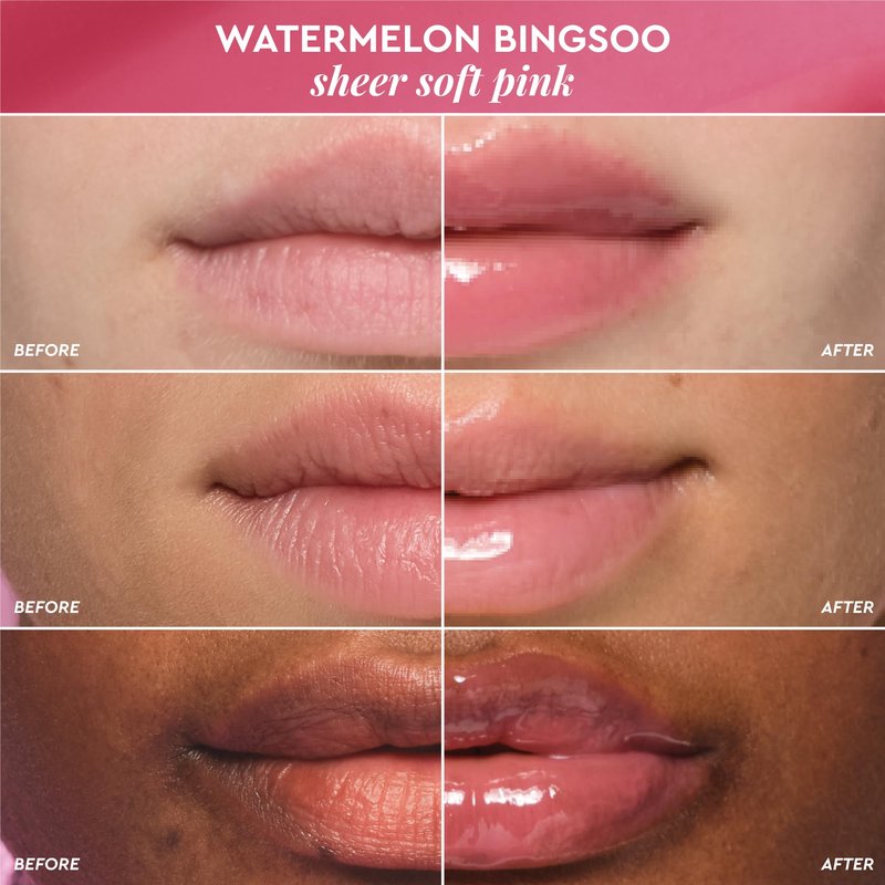 Glow Recipe Glass Balm Lip Treatment - 12Hr Hydrating Lip Balm & Moisturizer with Hyaluronic Acid to Smooth, Plump & Protect from Dryness - Sheer Soft Pink Tint, Watermelon Bingsoo (15 ml)