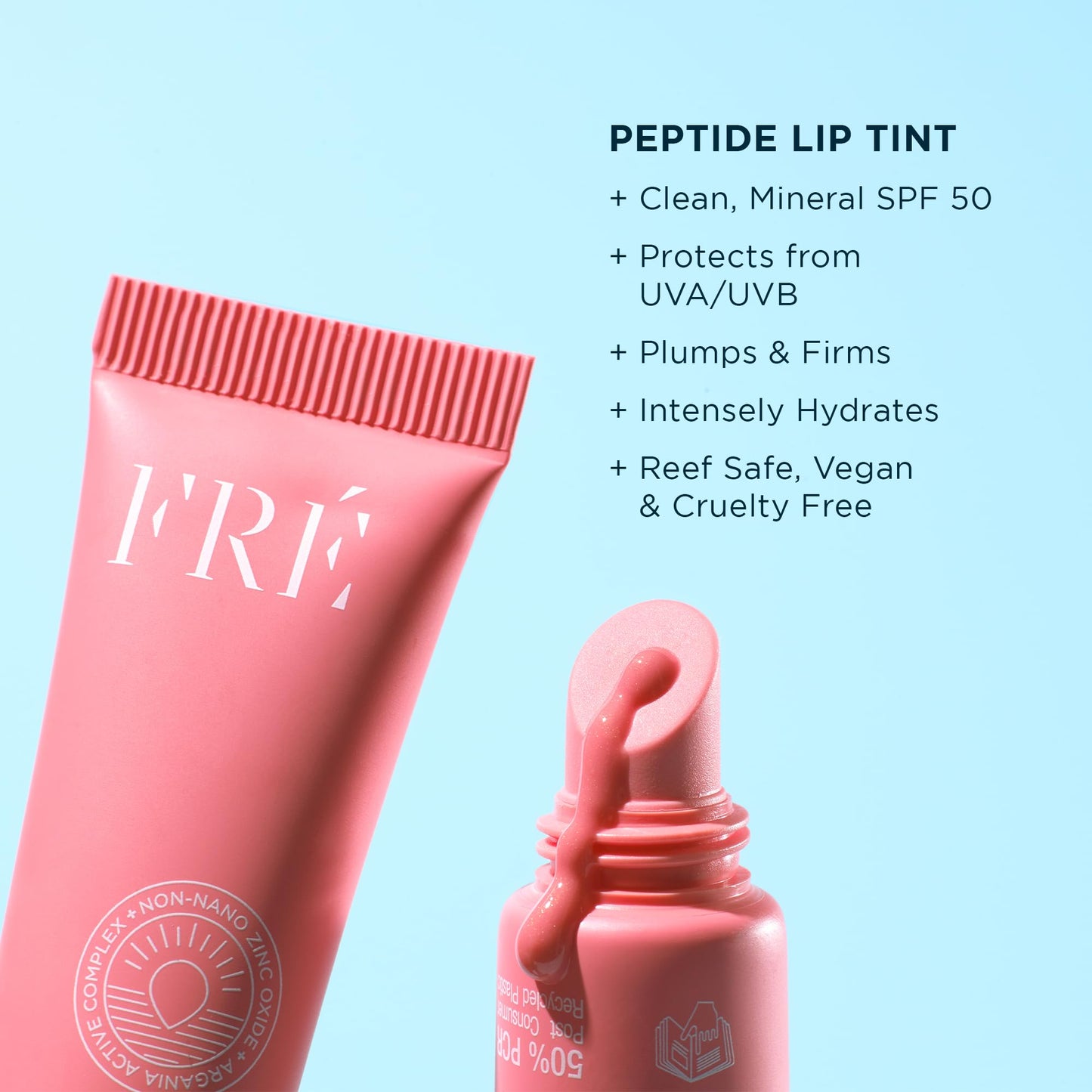 FRÉ Plump Me Peptide Lip Tint SPF 30 (Pampelonne) – 4-in-1 Plumping & Hydrating Mineral SPF 30 Lip Tint with 100% Non-Nano Zinc Oxide, Clean, Vegan Lip Care