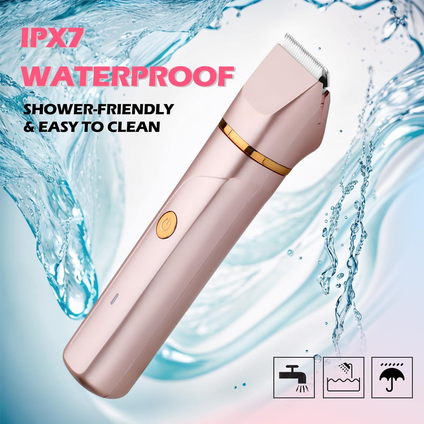Bikini Trimer for Women,2 in 1 Electric Razor Shaver Facial Hair Women-IPX7 Waterproof Wet/Dry,USB Recharge Dock with Snap-in Ceramic Blades for Face Body Leg Bikini Underarm Arm