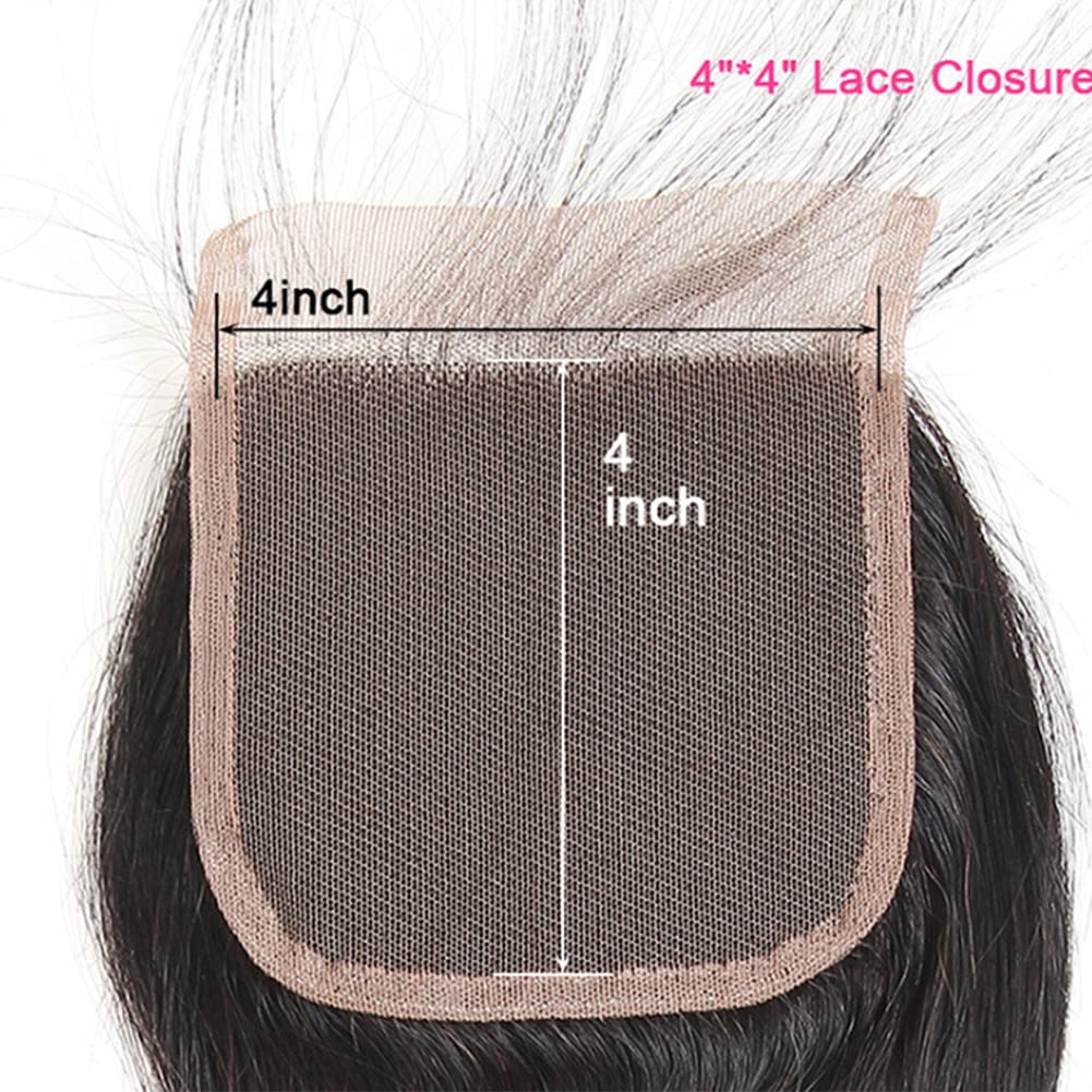 NC Body Wave Lace Closure 4x4 Free Part Closure Human Hair Brazilian Virgin 100 Unprocessed Human Hair Lace Closure Natural Color with Baby Hair(22)