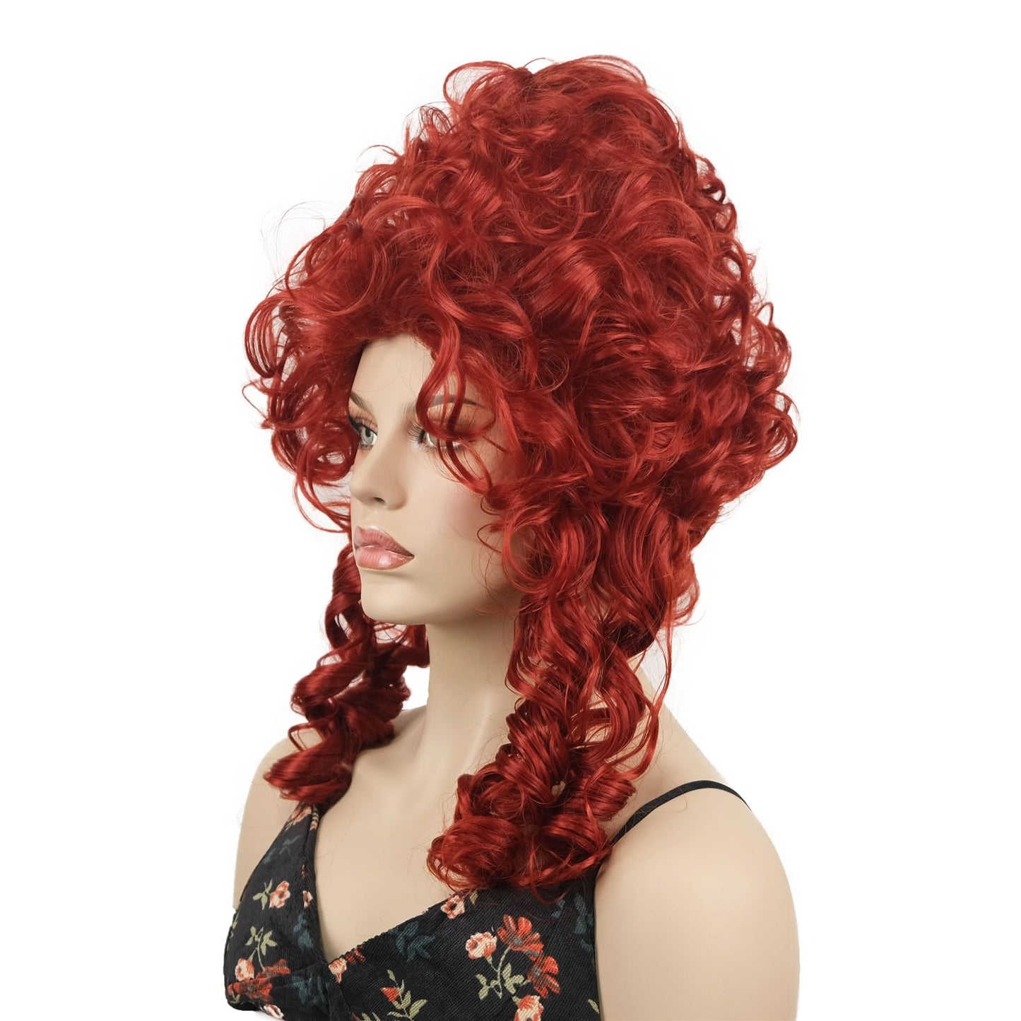 Aimole Red Curly Wigs for Women Beehive Wig Vintage Queen Halloween Costume Cosplay Party Hair