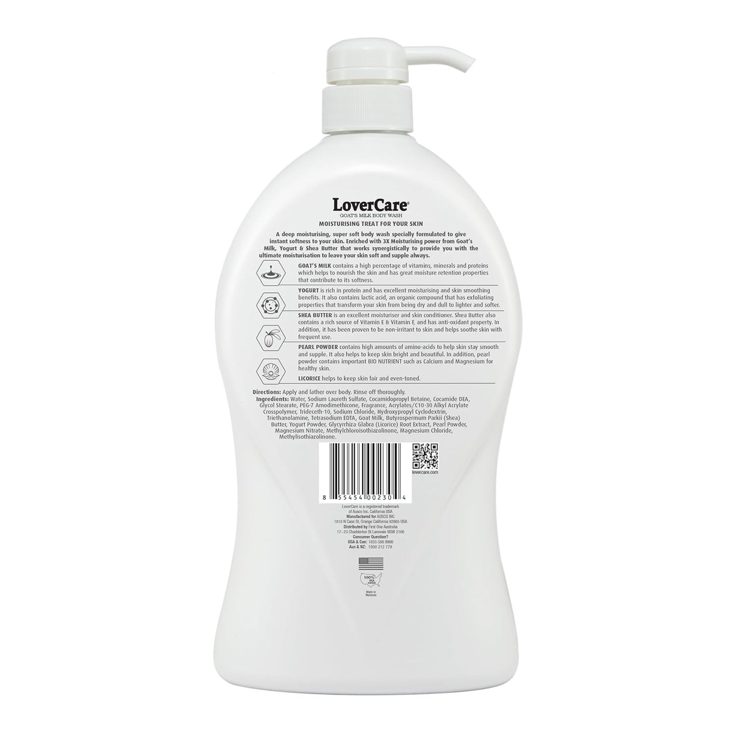 Goat's Milk Body Wash - Nourishing Shower Cream with Pearl Powder | 40.7 Oz (1200ml)