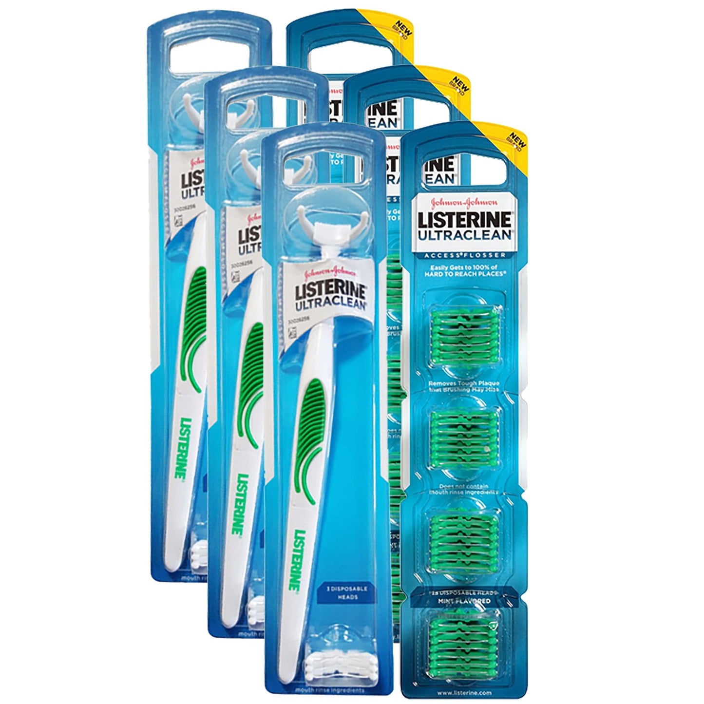 Ultra Clean Access Flosser for Hard-to-Reach Areas, 3 Flosser Handle with 84 Refills, Mint