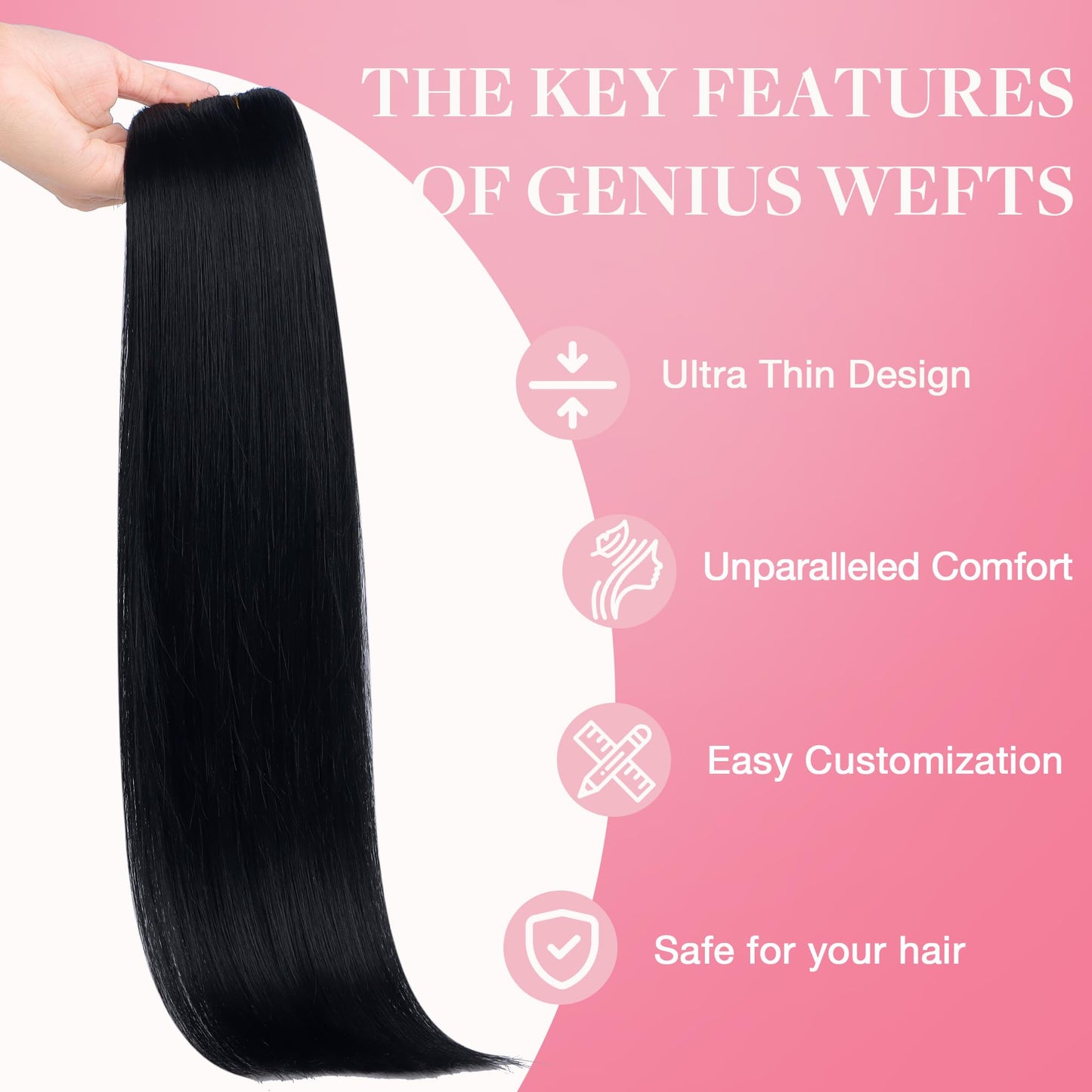 GOO GOO Genius Weft Hair Extensions Human Hair, Sew In Hair Extensions Rooted Remy Weft, 60A Platinum Blonde 14inch 40g, Hand Tied