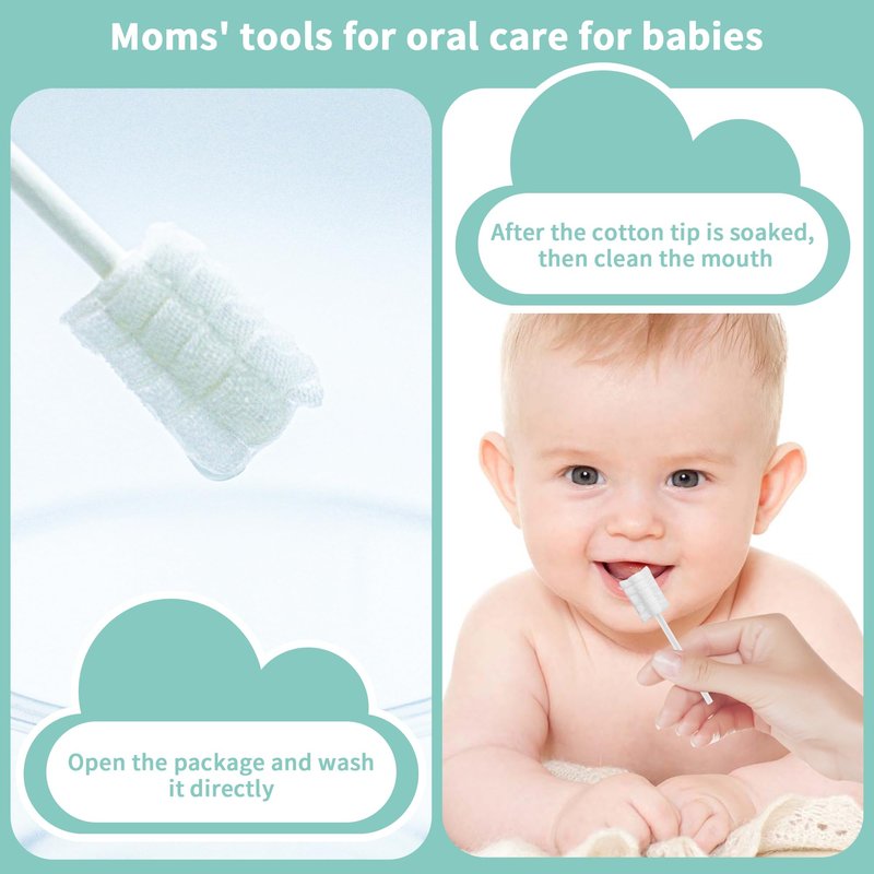 SmilBoxy 105 Pieces Tongue Cleaner + 2 PCS Finger Toothbrush Soft Gauze with Box Disposable Tongue Cleaner Infants Oral Mouth Cleaner Newborn Care 0-36 Month Infants