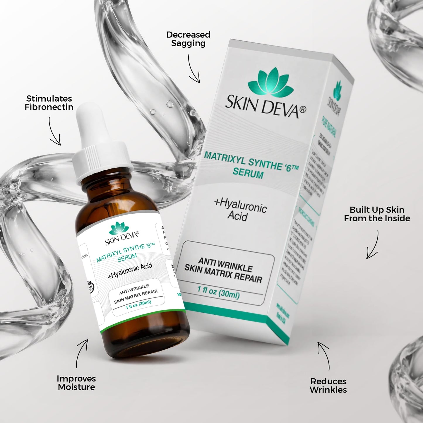 SKIN DEVA Matrixyl Synthe 6 Hyaluronic Acid Serum Anti Aging Serum Facial Serum Shrinks Pores and Keeps Skin Hydrated