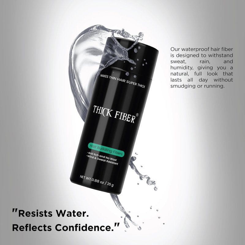 THICK FIBER Hair Fibers for Thinning Hair & Bald spots (BLACK, Pack of 2) - 25g Bottle - Conceals Hair Loss in Seconds - Hair Powder For Women & Men