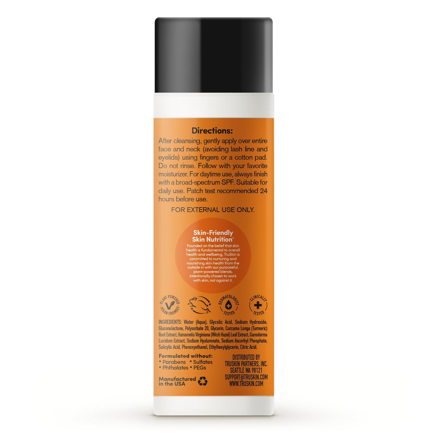 TruSkin BHA Liquid Exfoliant & Toner for Face - Triple Acid AHA BHA PHA Exfoliator with Salicylic, Glycolic Acid & Vitamin C - Improves Look of Tone & Texture, Unclogs Pores, 4.2 fl oz