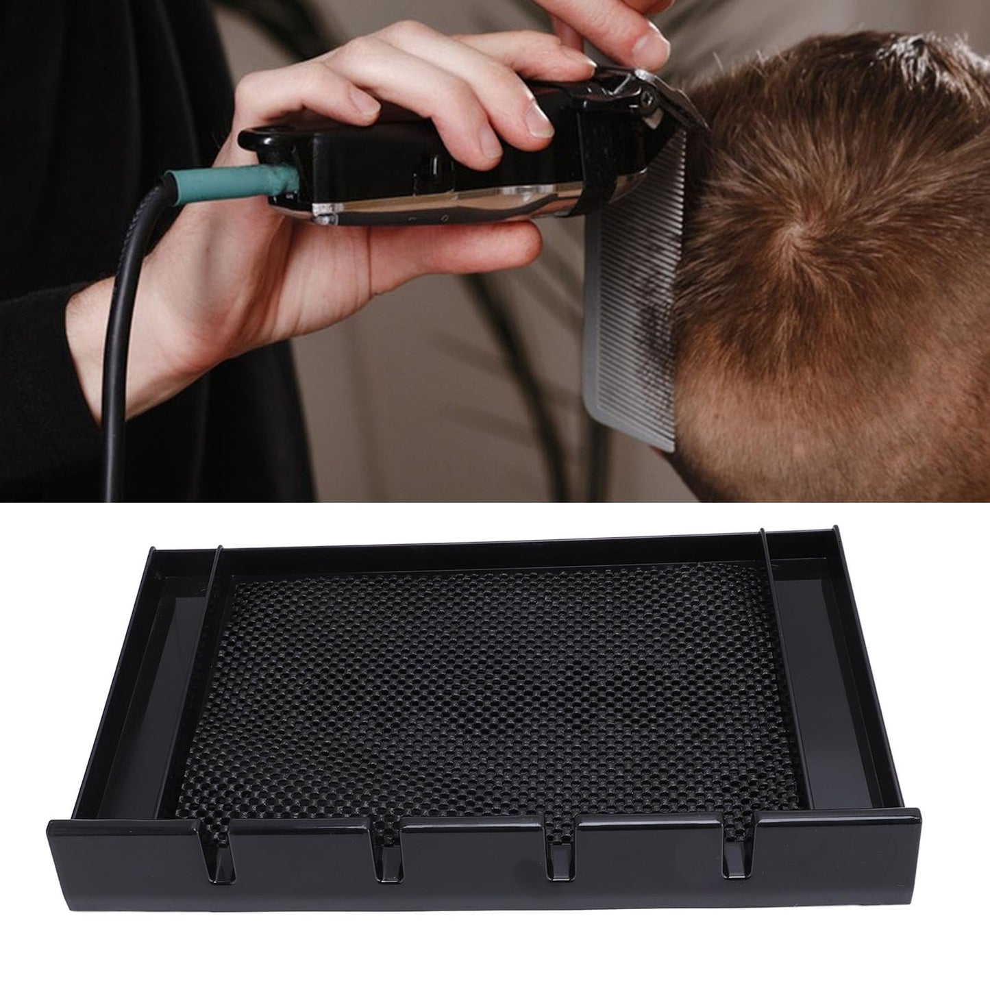 Station Organizer, Multi Compartment Countertop Tool Storage for Busy Barbers Stylists, Barber Clipper Organizer Plastic Anti Slip Push Pull Hair Clipper Holder Barber Station