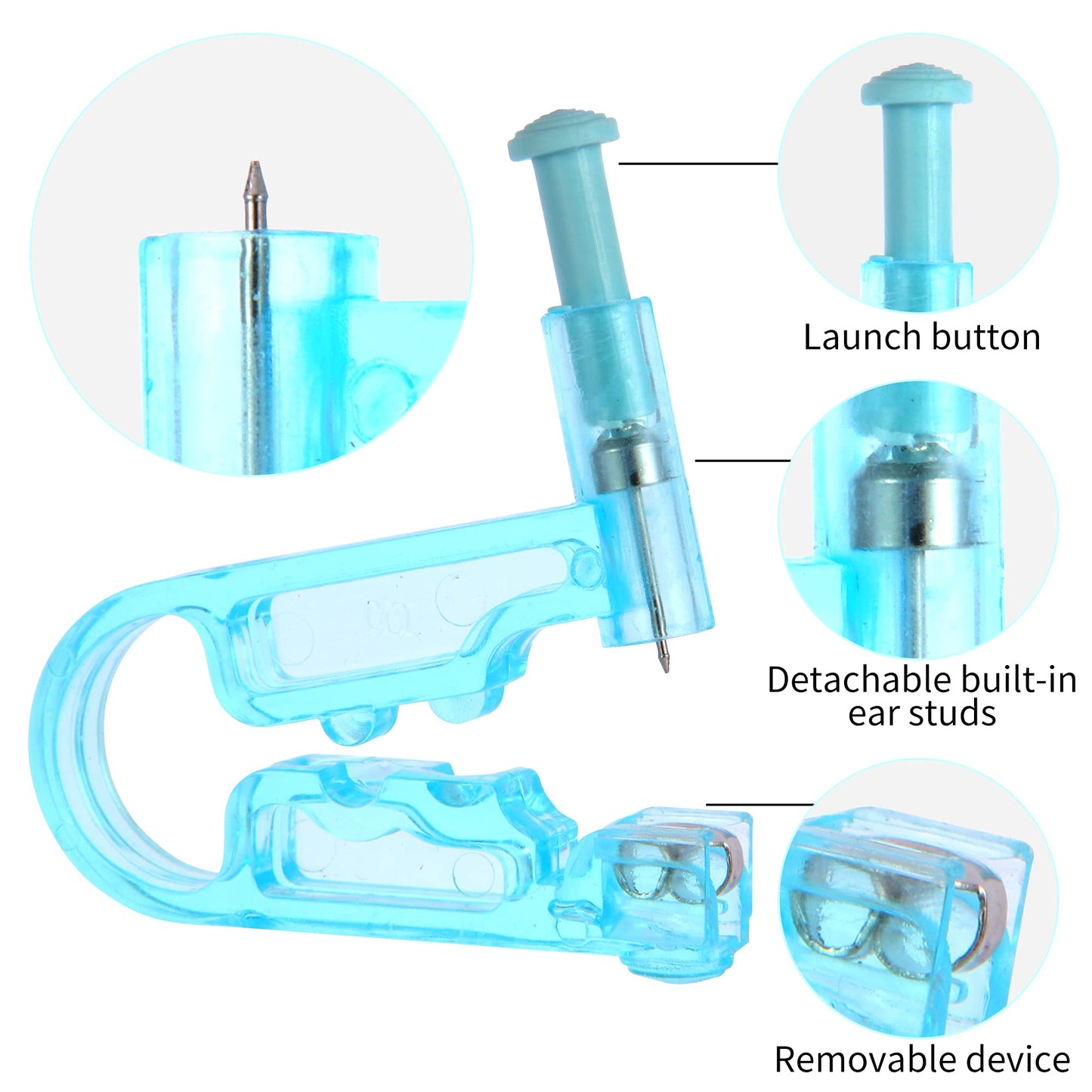 Tirdkid 50PCS Ear Piercing Kit - Disposable Safety Sterile Self Piercing Gun with Ear Studs and Aid Tool