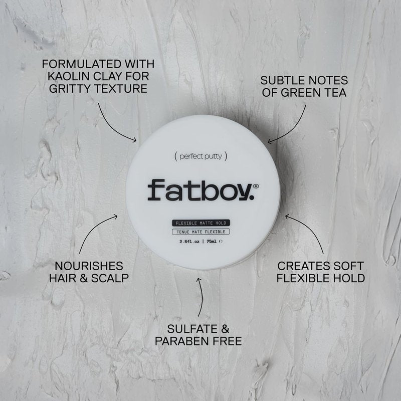 Fatboy Hair Perfect Putty - Kaolin Clay Styling Putty for Medium Hold & Volume | Matte Finish, 2.6 Oz