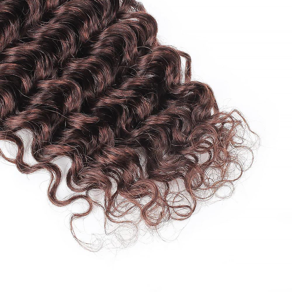 Human Hair Bundles Deep Wave 24 Inch Single Bundle #4 Chocolate Brown Human Hair Unprocessed Native Virgin Hair 100g Total 1 Extension Wet and Wavy Human Hair Extensions for Black Women