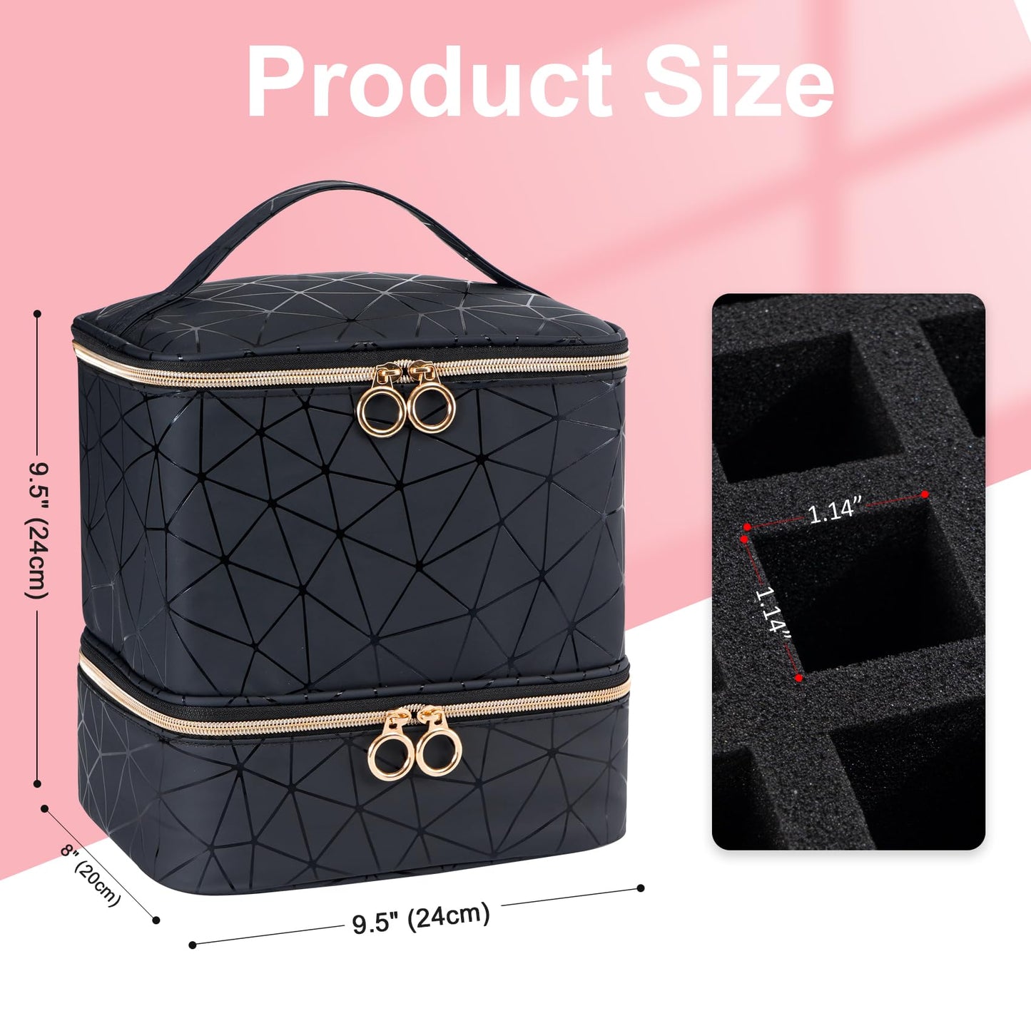 Uross Nail Polish Organizer Bag Holds 42 Bottles Nail Polish & Nail Lamp, Large Gel Polish Organizers and Storage box for Nail Tech, Nail Kit Supplies Organizer Case - Leopard