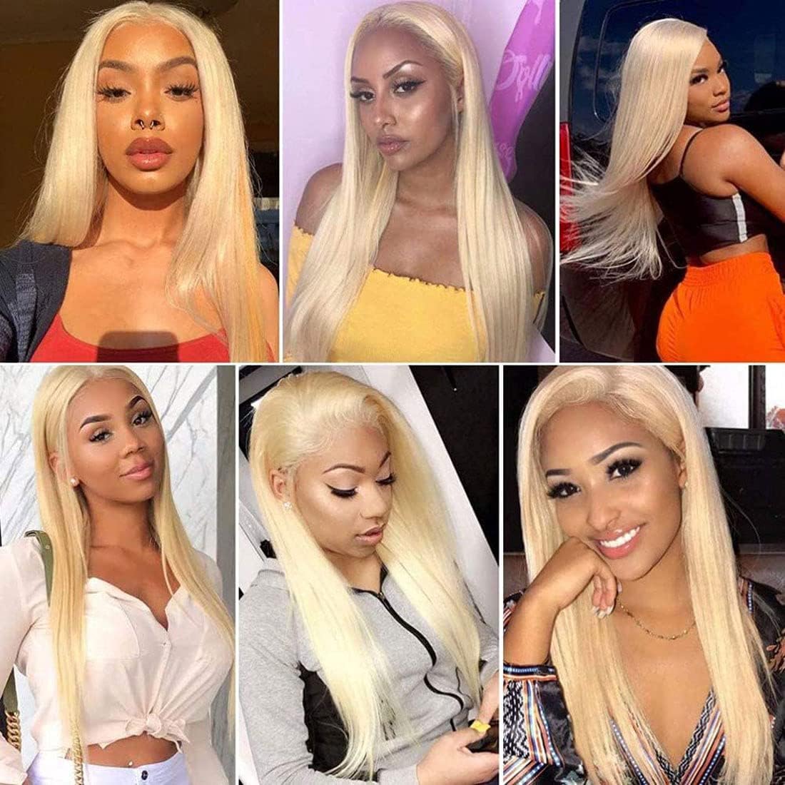 #613 Blonde Bundles Human Hair 18 20 22 Straight Color 613 Human Hair Bundles Blonde Extension 100 Gram Per Bundle 12A Unprocessed Brazilian Remy Hair Virgin Hair for Black Women