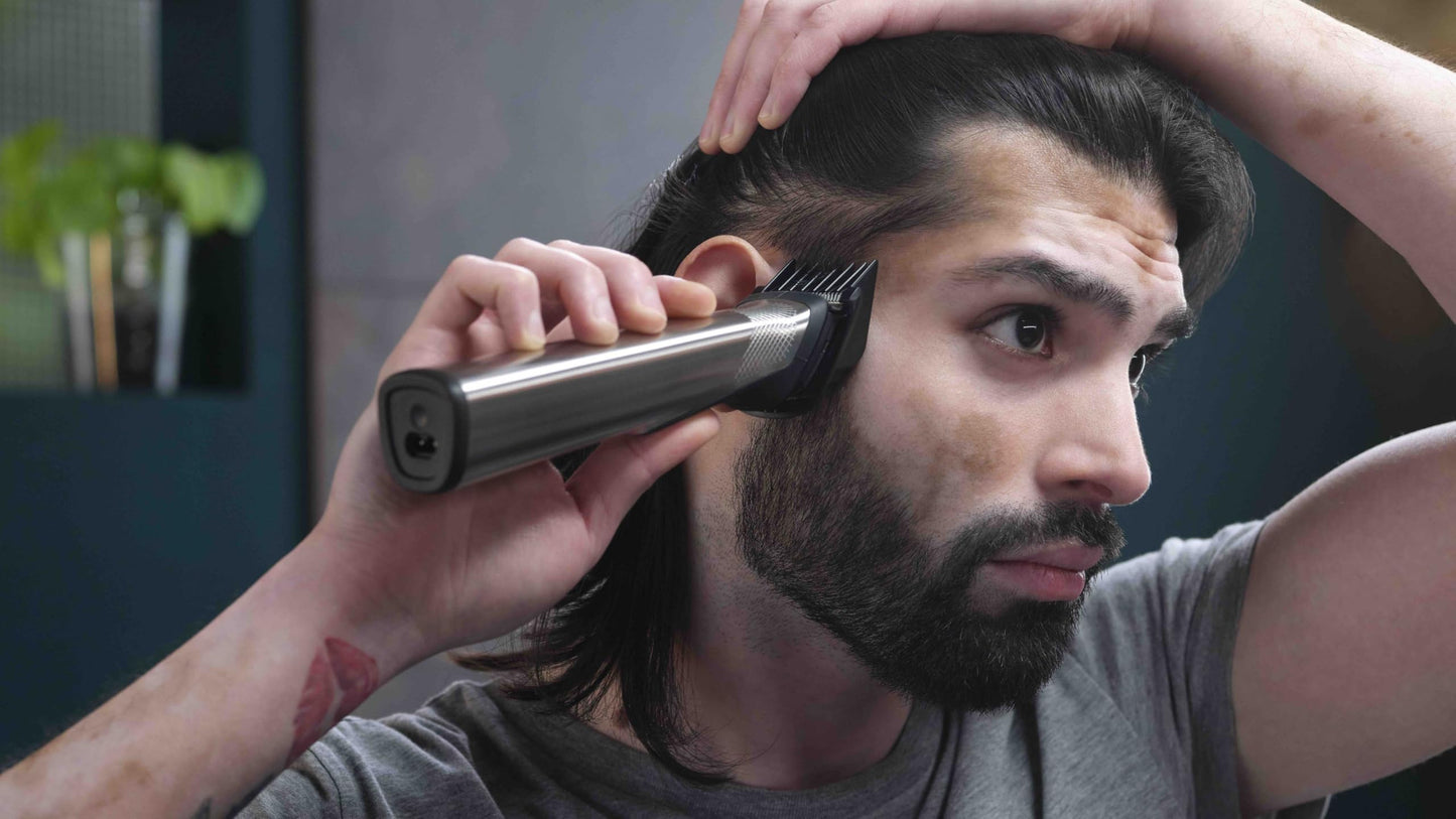 PHILIPS Norelco Multigroom 9000 Series MG9740-18-in-1 Precision Trimmer for Face, Head, and Body with Titanium Blades, 6-Hour Battery Life, and Showerproof Design, Packaging May Vary (Renewed)