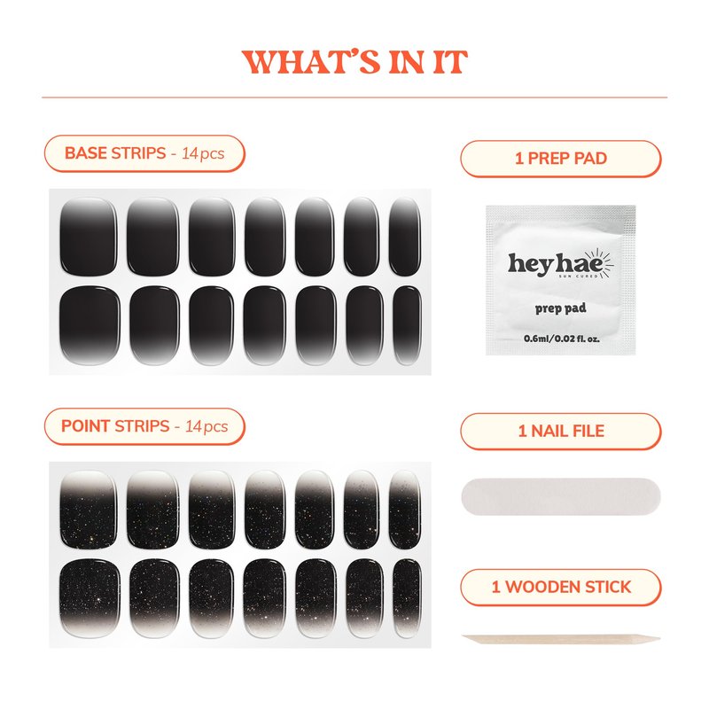 Heyhae Essentials Bundle - Semi Cured Gel Nail Strips (Hey, Text Me Back) + Got To Go Remover [2 Pack]