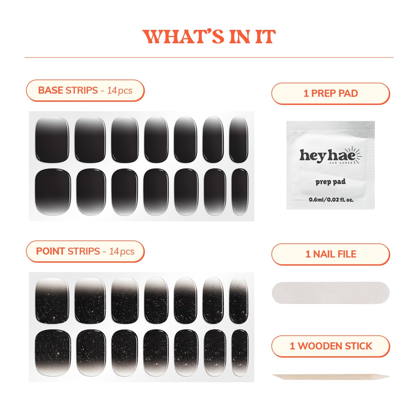 Heyhae Essentials Bundle - Semi Cured Gel Nail Strips (Hey, Text Me Back) + Got To Go Remover [2 Pack]