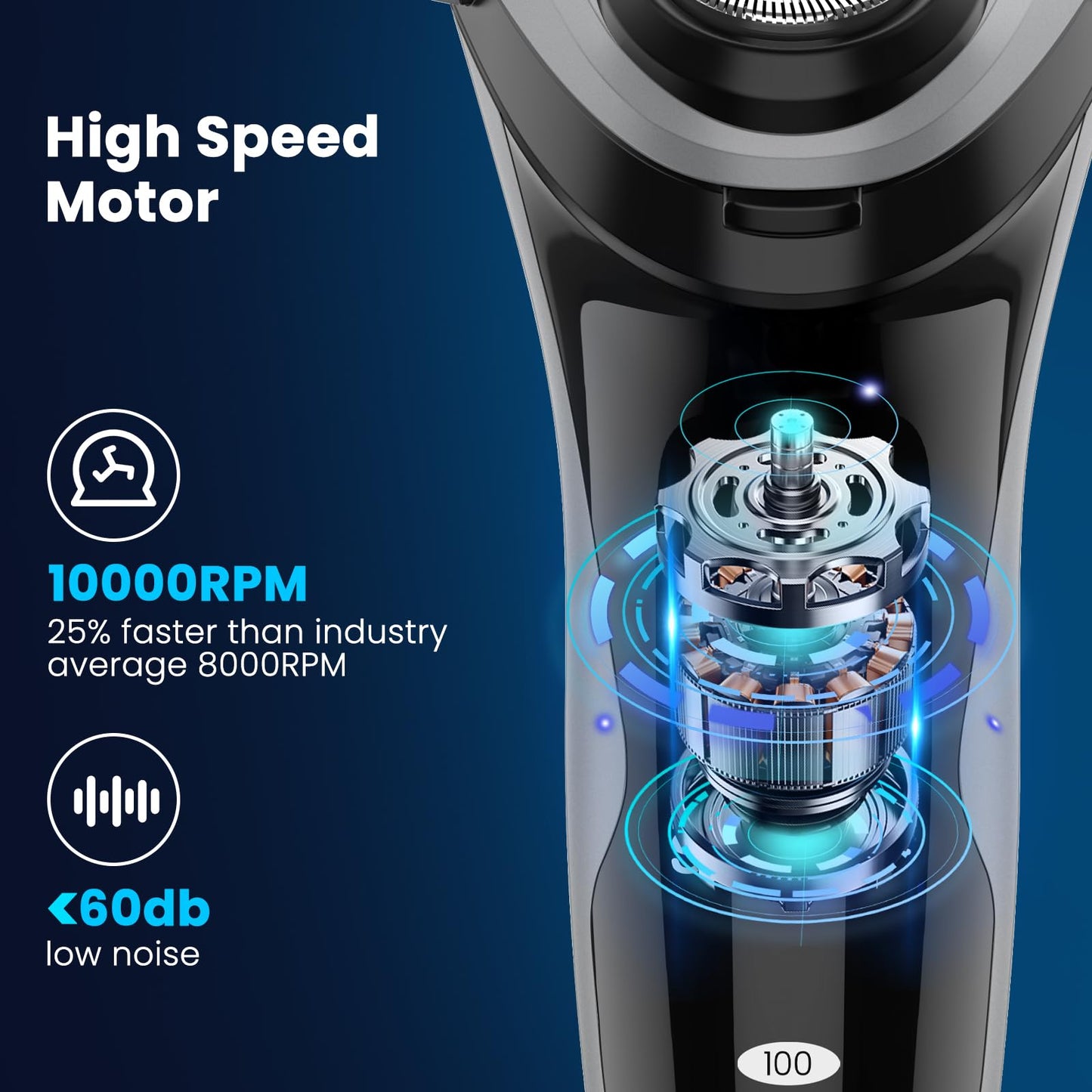 SweetLF Men's Electric Shaver, Silent & Powerful, IPX7 Waterproof, Dual-Track Floating Blades, Type C Fast Charging, 60 Minutes Charge, 120 Minutes Runtime (Black&Gray)