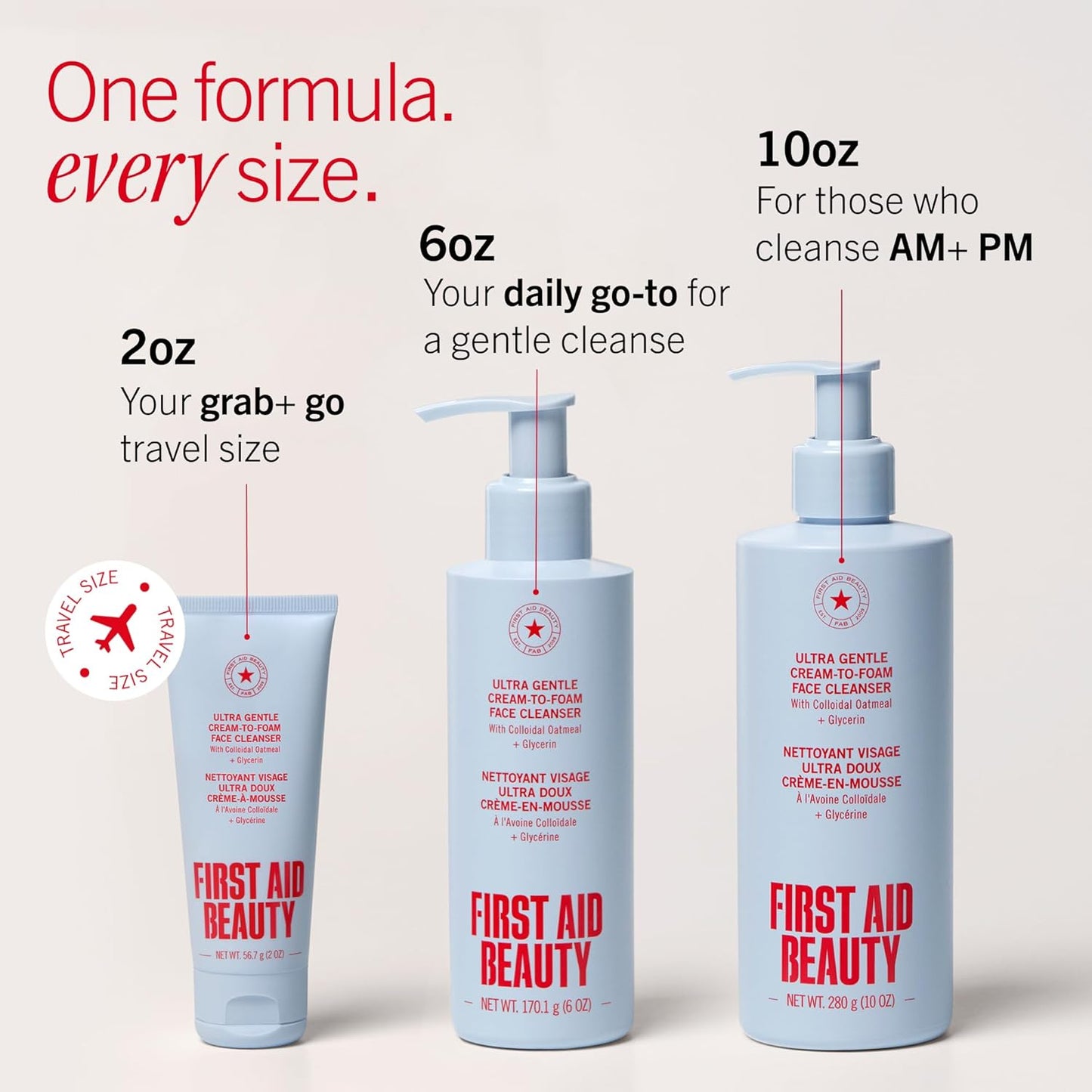 First Aid Beauty Ultra Gentle Facial Cleanser - Makeup Removing Cream-to-Foam Wash for Sensitive & Acne-Prone Skin