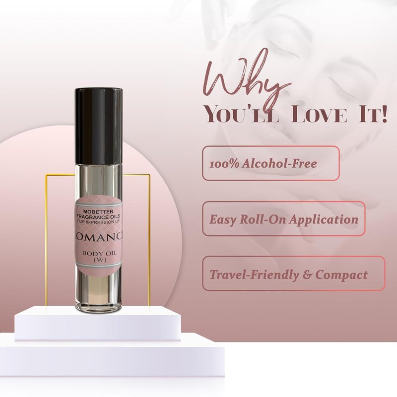 Impression of Romance Women’s Perfume Body Oil - Floral Fruity Fragrance, Long Lasting, Travel Size