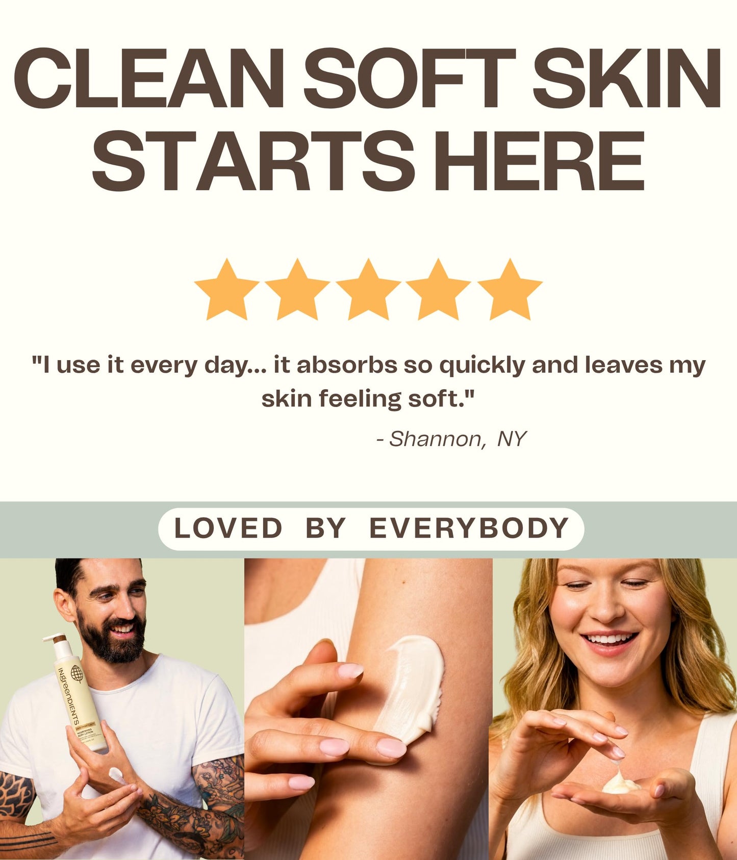Ingreendients Hand & Body Lotion With Organic Cocoa Butter & Shea Butter - With Ceramides, Moisturizes and Rejuvenates Skin, Natural, Non Toxic, Vegan