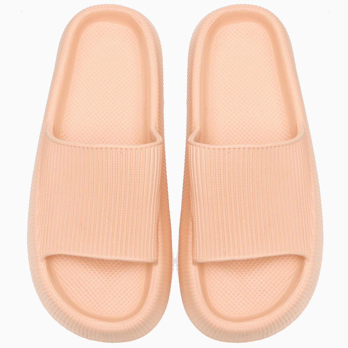 rosyclo Pillow Slipers for and Man, EVA Flat Clouds Massage Shower Bedroom Non Slip Quick Drying Open Toe Super Soft Comfy Thick Sole Puffy Bath sliders Sandalias, Peach