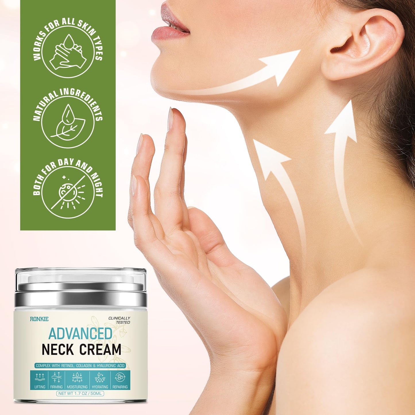 Neck Cream for Tightening Firming: Instant Face Lift Cream - Anti Wrinkle Cream with Retinol Collagen & Hyaluronic Acid - Lifting, Firming & Hydrating for Women- 1.7 FL OZ