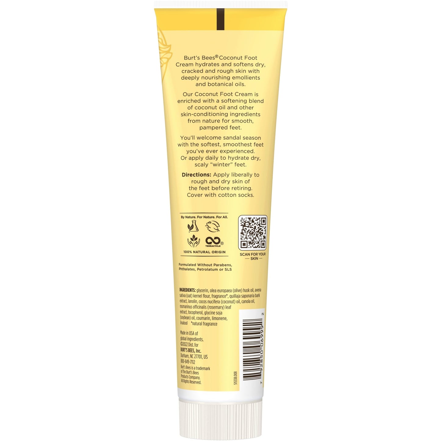 Burt's Bees Softening Foot Cream with Coconut Oil and Soap Bark, 4.3 Ounces, Pack of 3