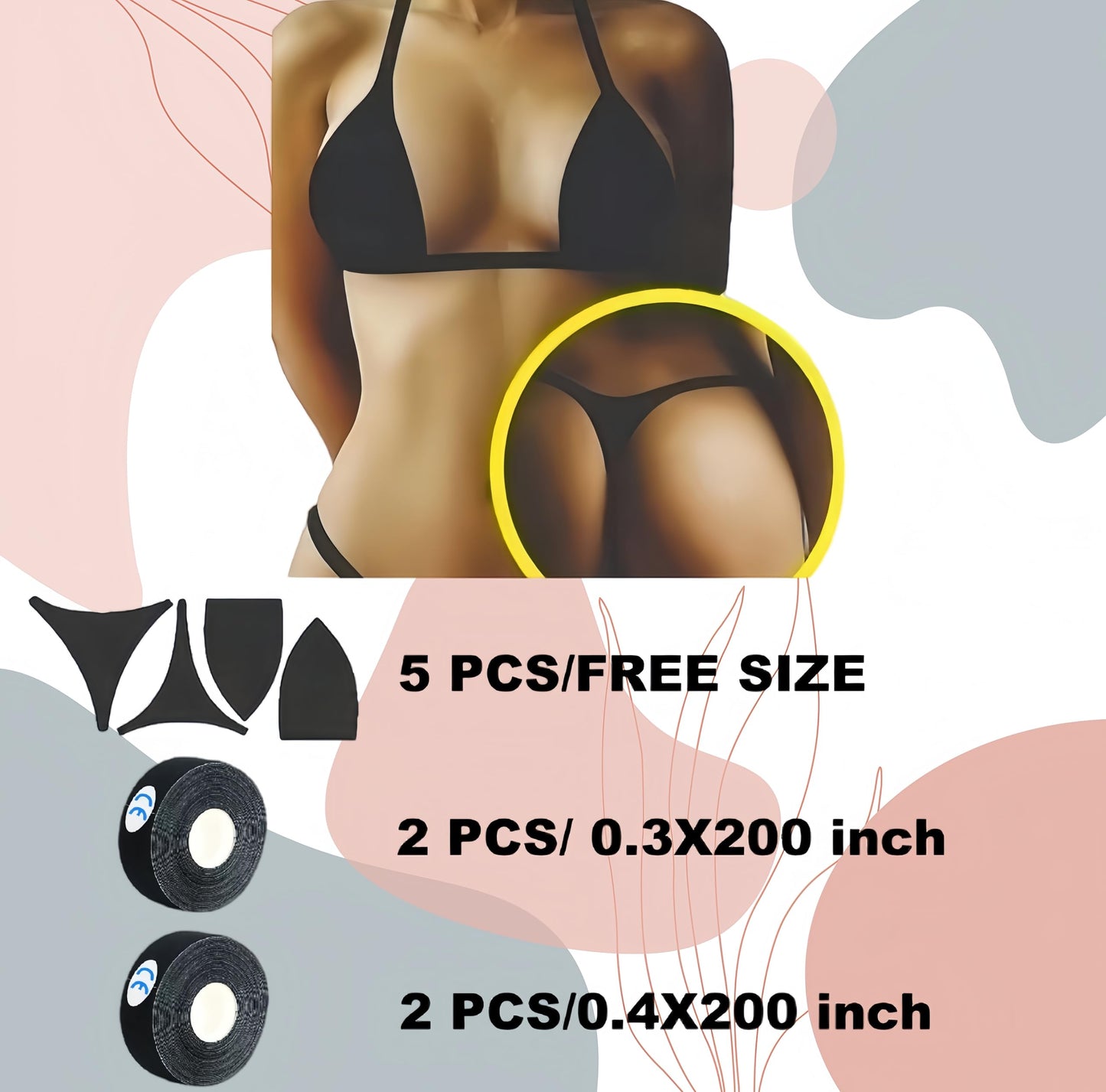 5-Pack Brazilian Self Tanning Bikini Tape for Flawless, Adhesive Bikini for Spray Tan Solution, Streak-Free Tan Lines – Gentle, No-Slip Fit for Sun, Spray & Bed Tanning – Sticker bikini for tanning