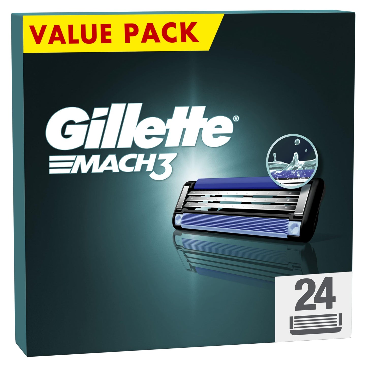 Gillette Mach3 Men's Razor Blades with Precision Trimmer, Pack of 24 Refill Blades