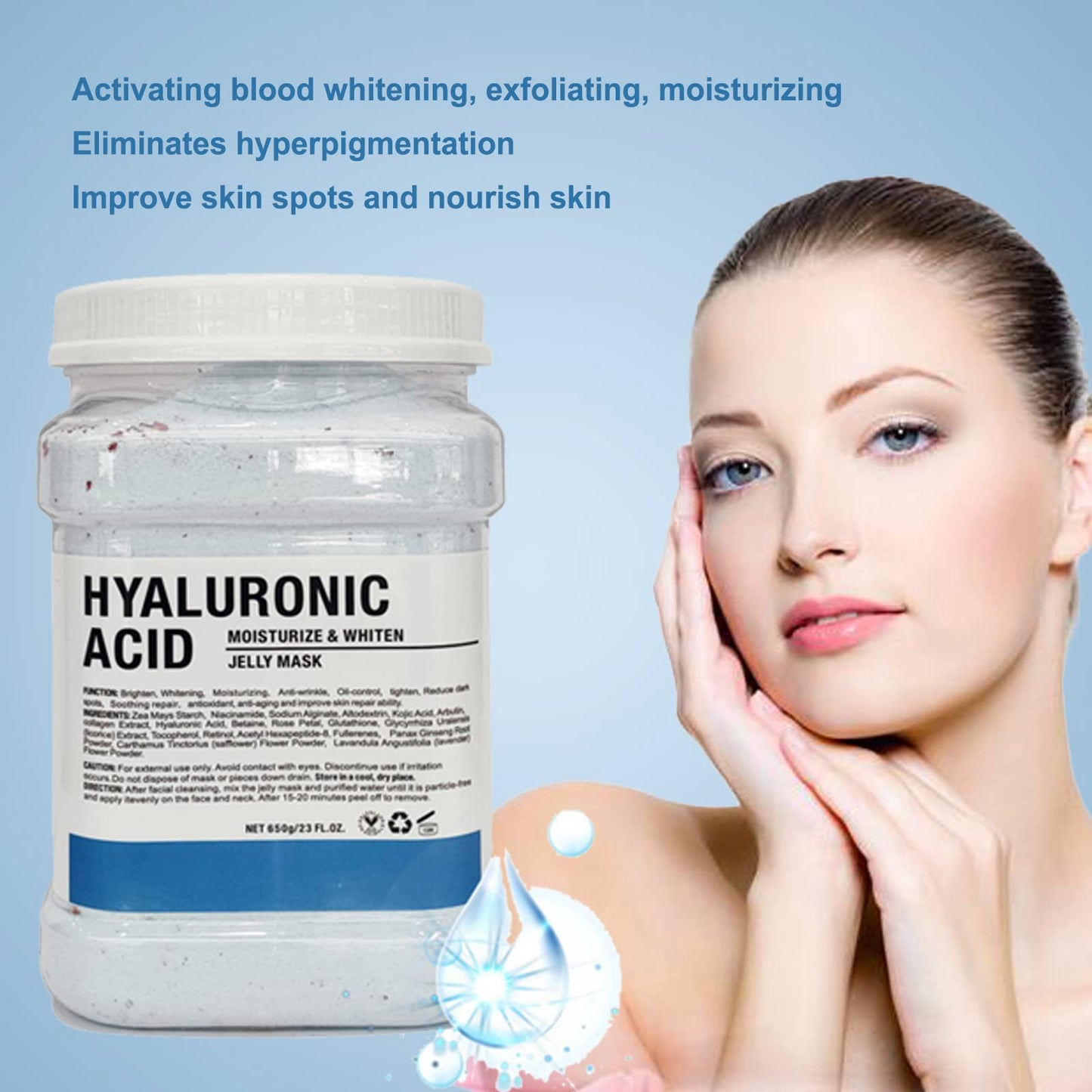 yordhg Jelly Mask Powder for Facials Professional Natural Gel Powder jelly Mask Peel Off Face Masks SkinCare, Moisturizing & Hydrating 23 Fl Oz (Hyaluronic Acid)