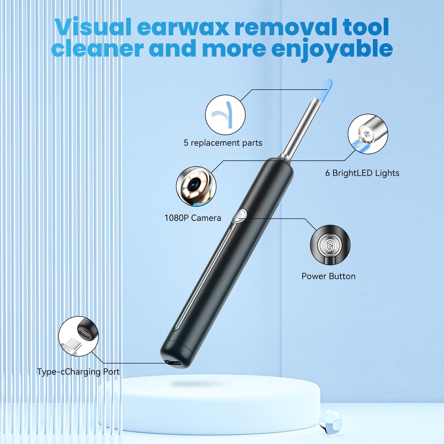 Ear Wax Removal - Ear Cleaner - Ear Camera - FSA HSA Eligible - Ear Wax Removal Kit - Ear Wax Removal Tool Camera - 1080HD Effective for Cleaning Ear Wax Build-Up