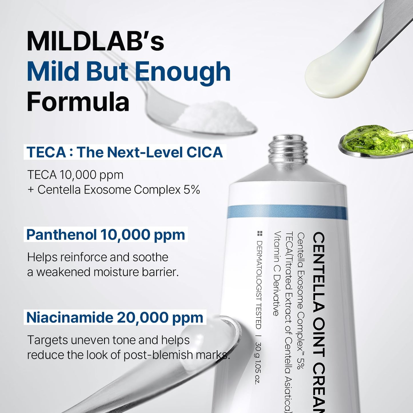 MILDLAB Centella Oint Cream | Facial Cream for Troubled & Sensitive Skin with TECA, Niacinamide, Centella Exosome | Spot Care, Korean Skin Care (30 g/1.05 oz)