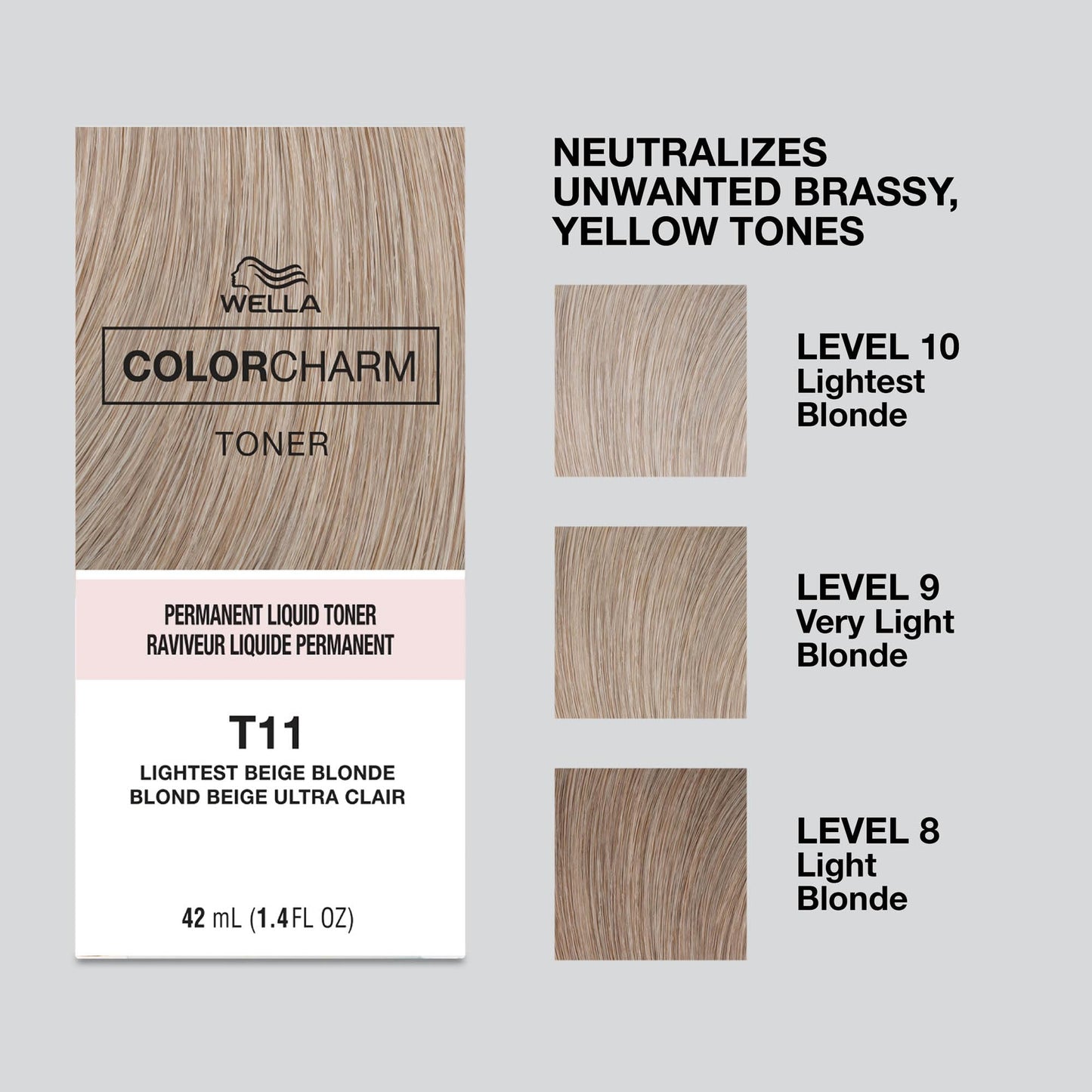 COLORCHARM Permanent Liquid Toners | Neutralize Brass | Free of Parabens | Vegan | T11 Lightest Beige Blonde | 1.4 Fl Oz