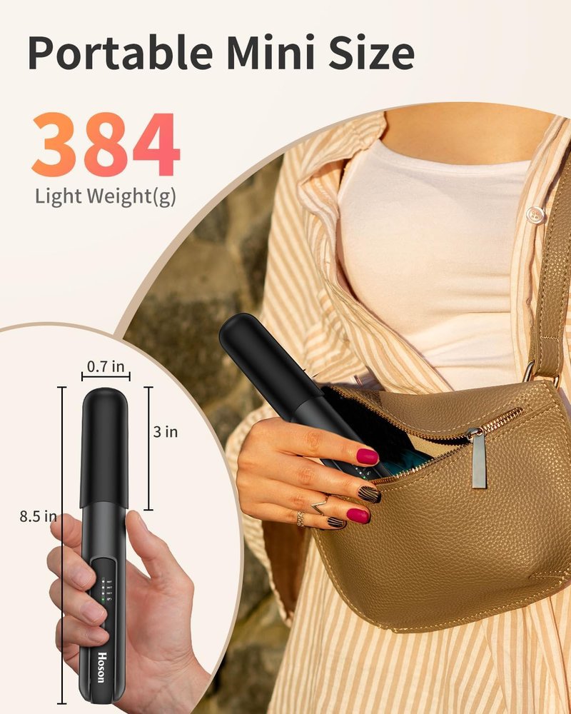 Cordless Hair Straightener,Portable Mini Flat Iron Travel for Bangs,Short Hair, Rechargeable Curling Iron and Curler 2 in 1,Black,for Touch Ups