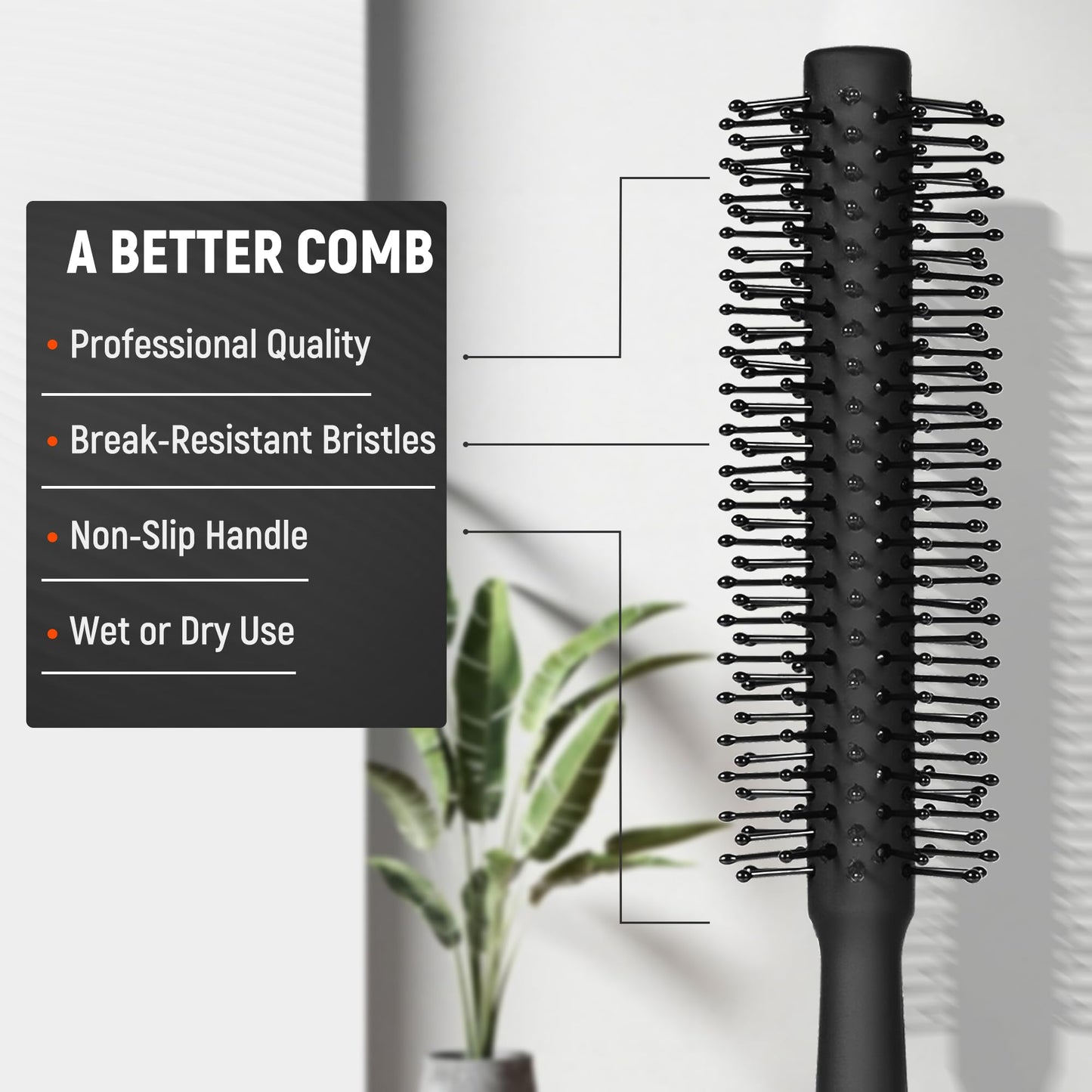 3PCS Comb Set Hair Combs for Men, Fine and Wide Tooth comb, Roller Brush for Adding Volume, Hair Styling mens comb for Styling and Grooming, Frosted Texture