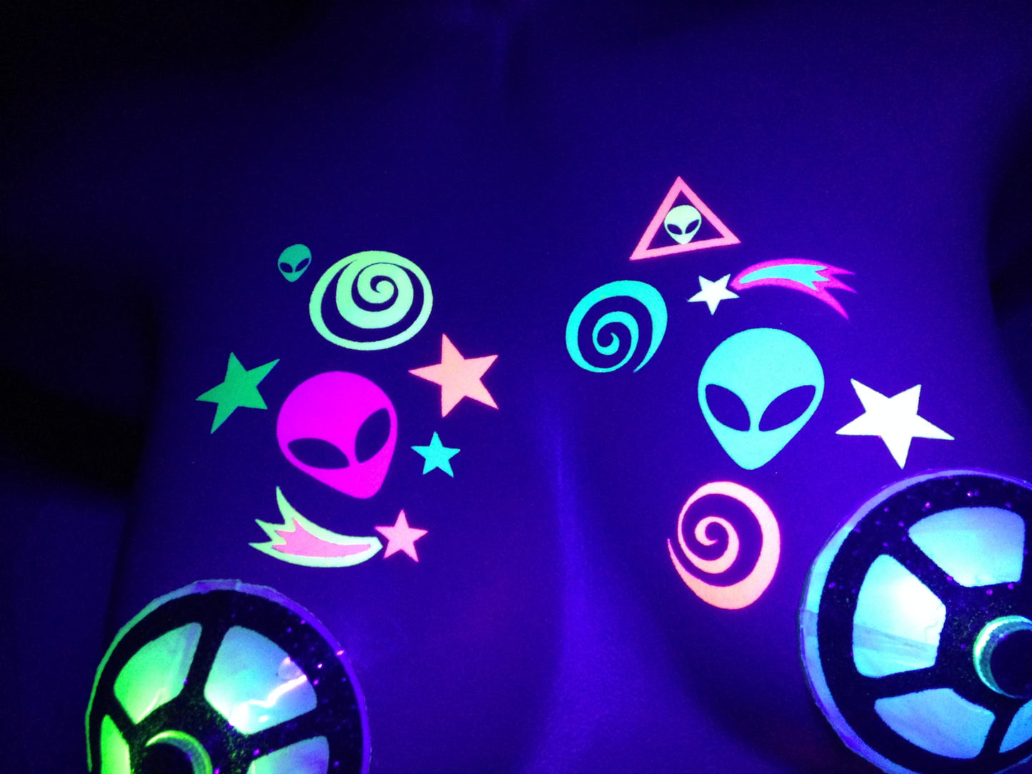 Sasswear Blacklight Body Stickers - Neon Fashion Accessories for Raves, Festivals and Glow Parties, 40/pk (Alien)